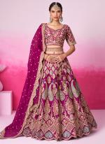 Pure Silk Burgandy Bridal Wear Sequins Work Lehenga Choli